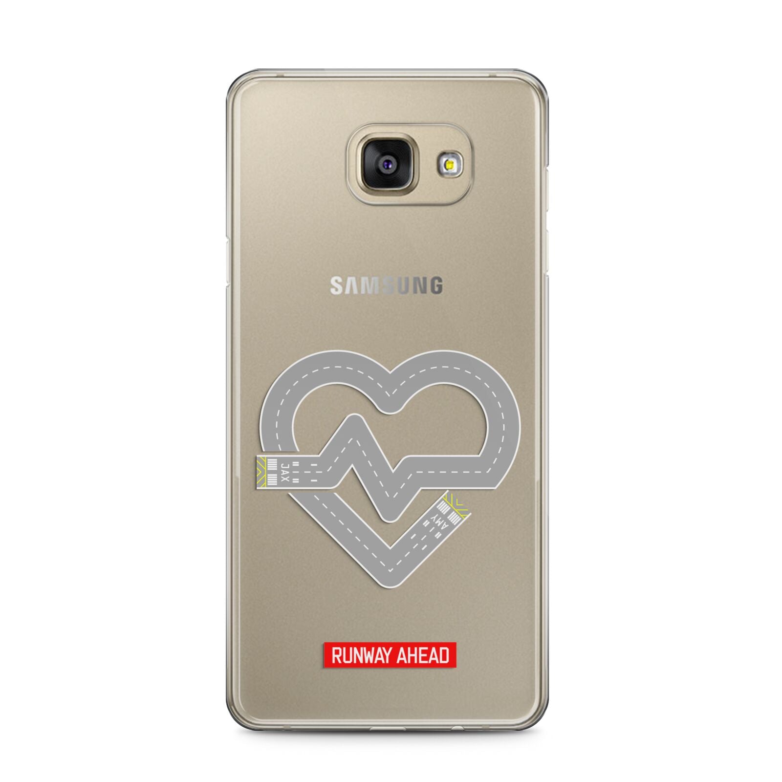 Runway Love Heart Samsung Galaxy A5 2016 Case on gold phone