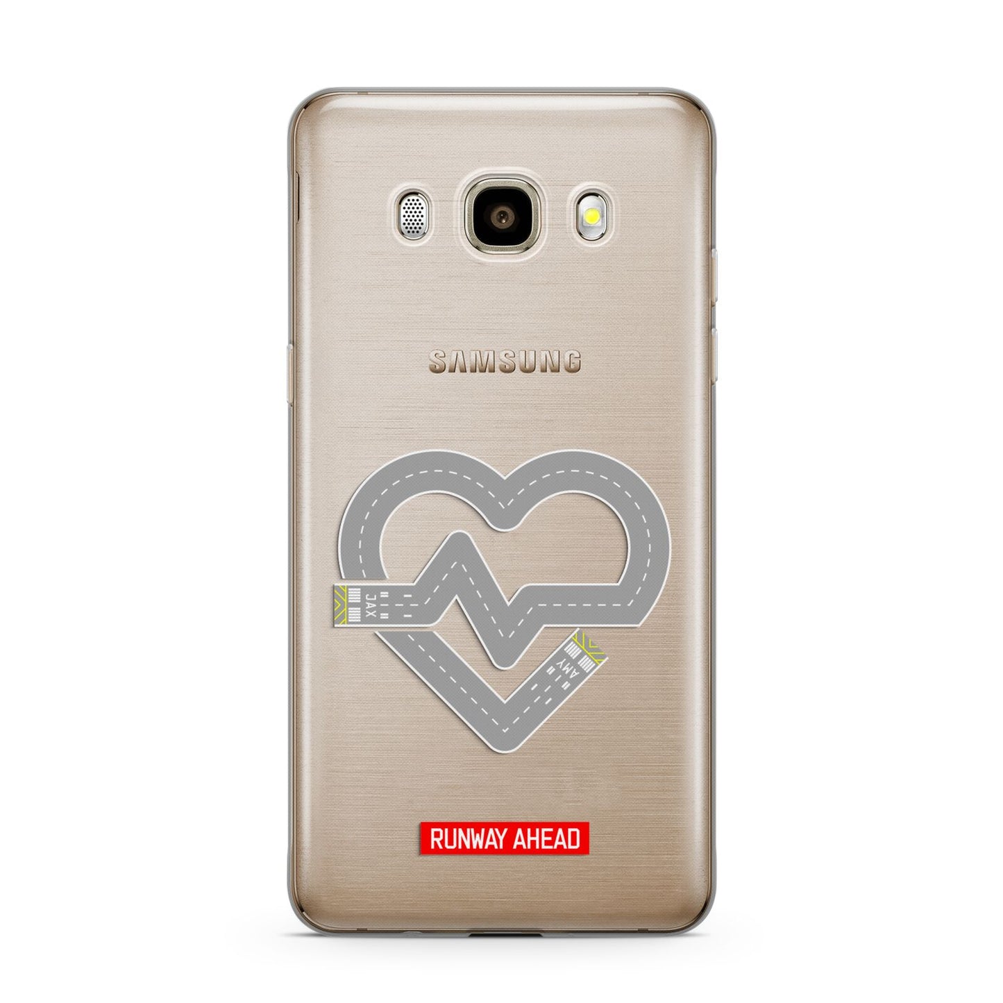 Runway Love Heart Samsung Galaxy J7 2016 Case on gold phone