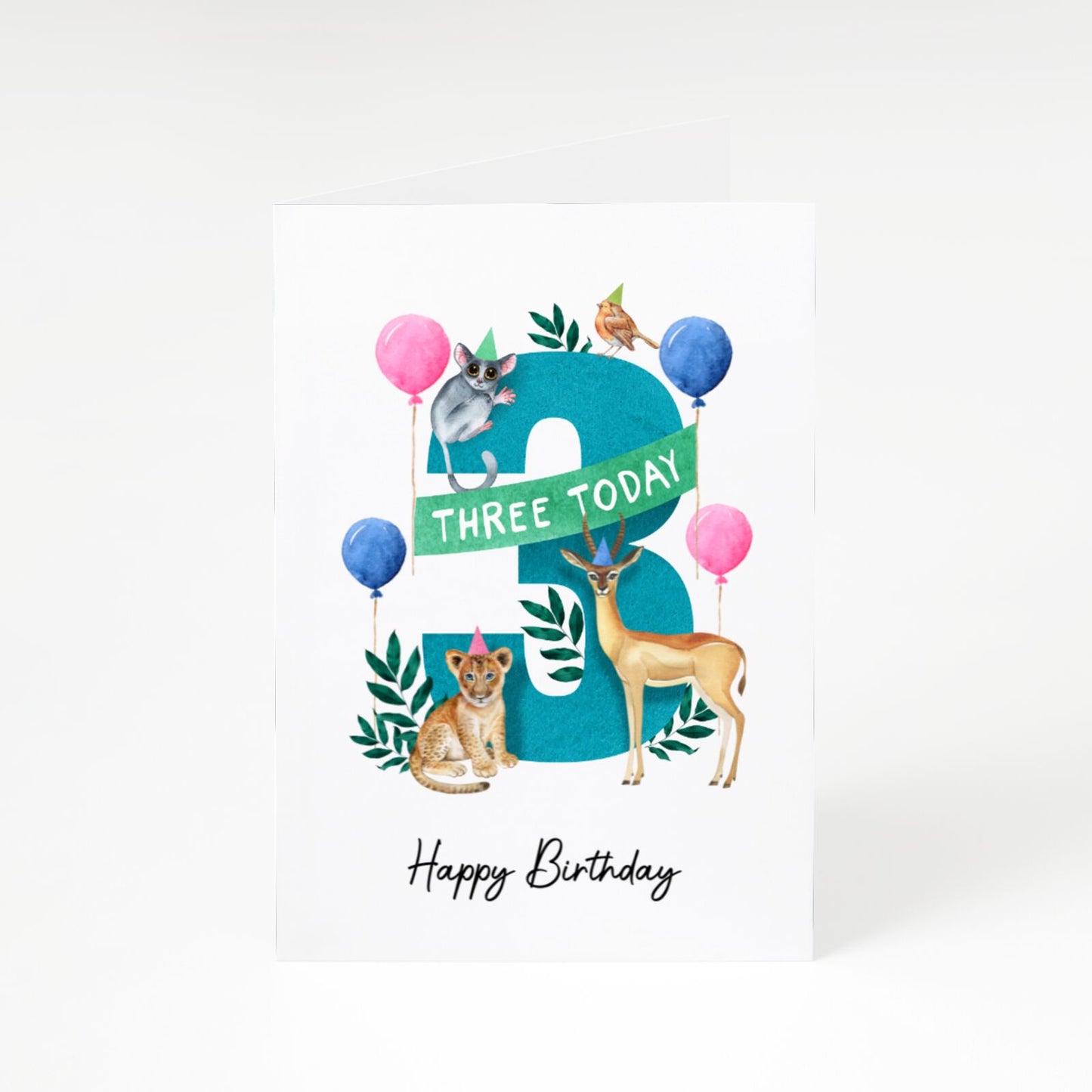 Safari 3rd Birthday A5 Greetings Card