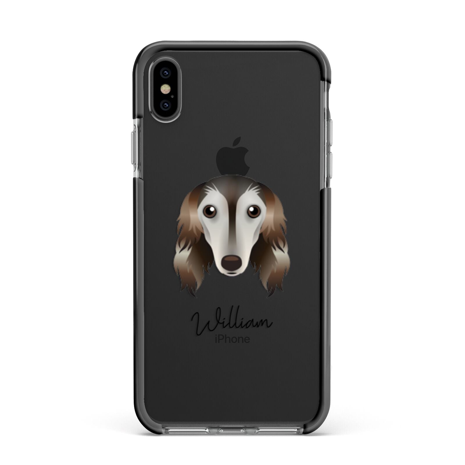 Saluki Personalised Apple iPhone Xs Max Impact Case Black Edge on Black Phone