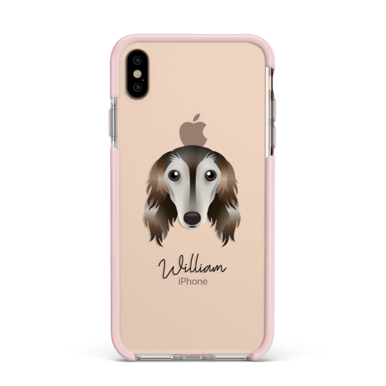 Saluki Personalised Apple iPhone Xs Max Impact Case Pink Edge on Gold Phone