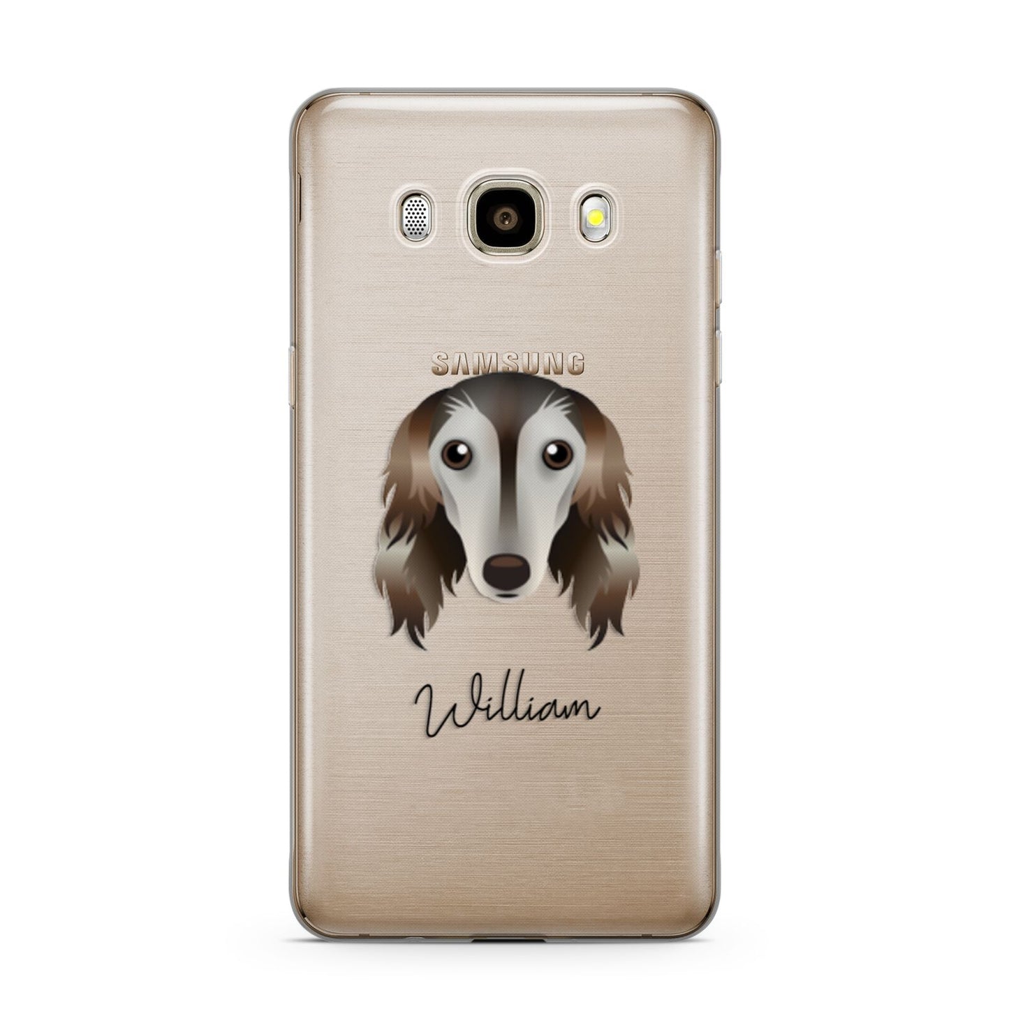 Saluki Personalised Samsung Galaxy J7 2016 Case on gold phone