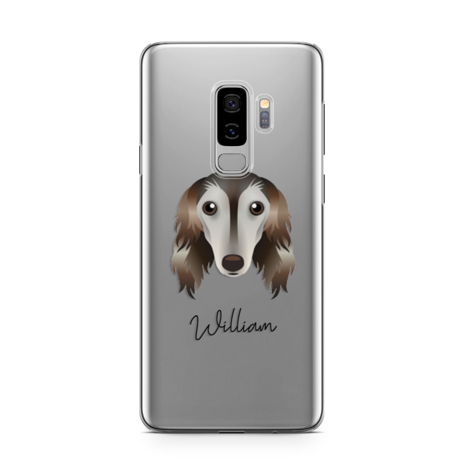 Saluki Personalised Samsung Galaxy S9 Plus Case on Silver phone