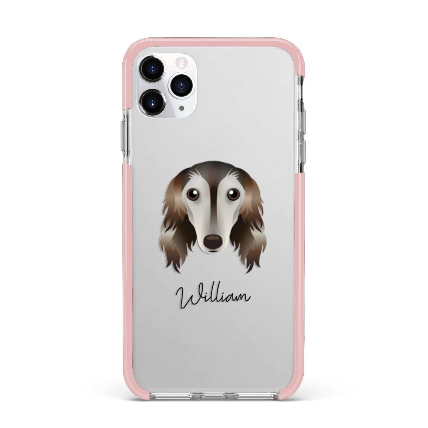 Saluki Personalised iPhone 11 Pro Max Impact Pink Edge Case