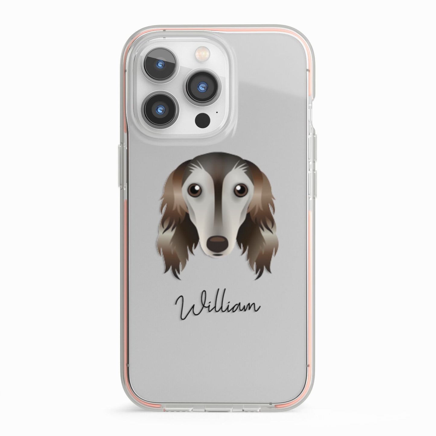 Saluki Personalised iPhone 13 Pro TPU Impact Case with Pink Edges