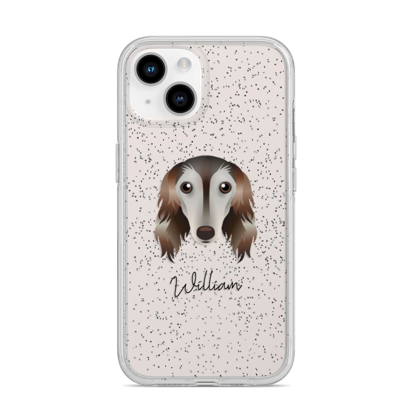 Saluki Personalised iPhone 14 Glitter Tough Case Starlight