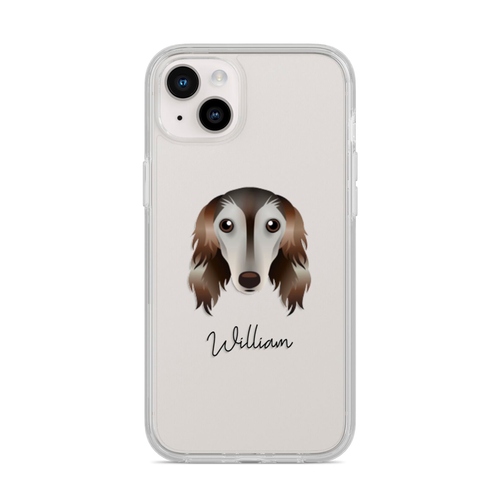 Saluki Personalised iPhone 14 Plus Clear Tough Case Starlight