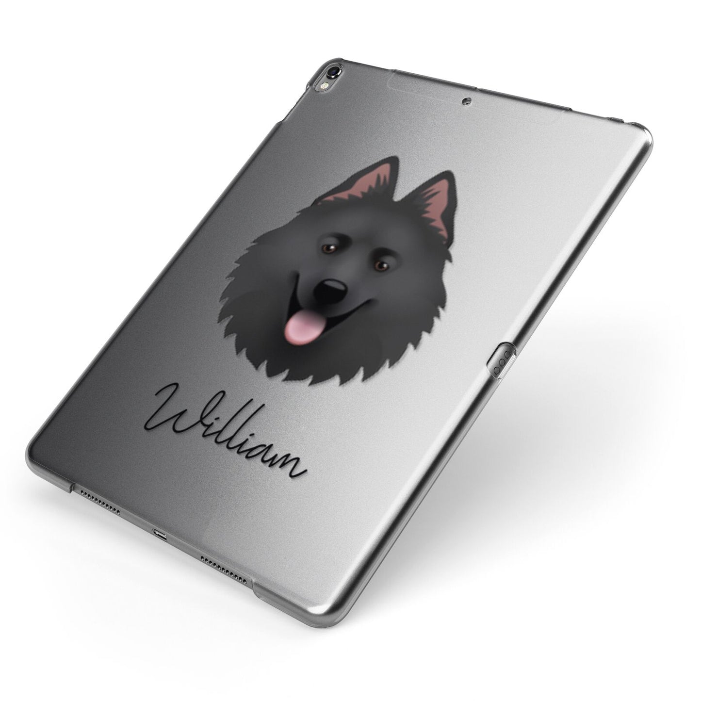 Samoyed Personalised Apple iPad Case on Grey iPad Side View