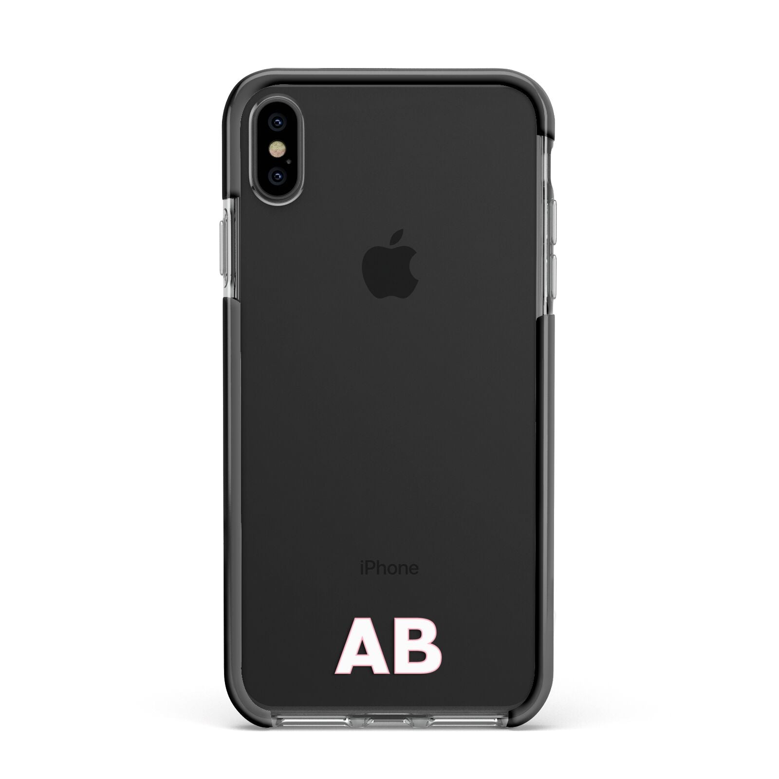 Sans Serif Initials Apple iPhone Xs Max Impact Case Black Edge on Black Phone