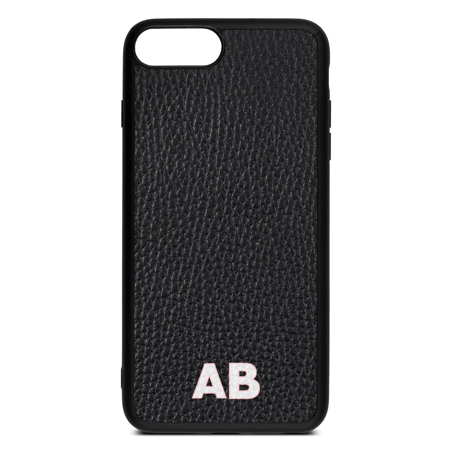 Sans Serif Initials Black Pebble Leather iPhone 8 Plus Case