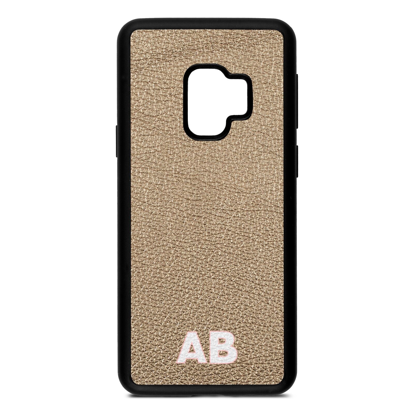 Sans Serif Initials Gold Pebble Leather Samsung S9 Case