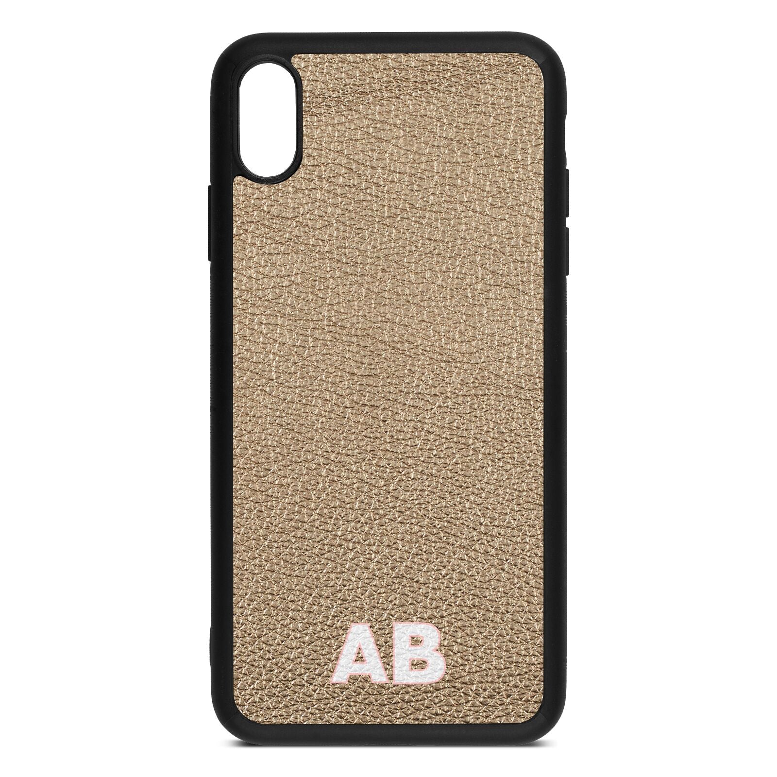 Sans Serif Initials Gold Pebble Leather iPhone Xs Max Case