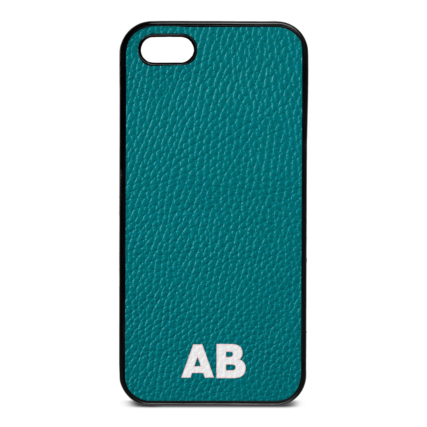 Sans Serif Initials Green Pebble Leather iPhone 5 Case