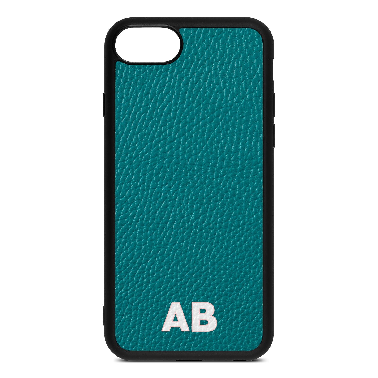 Sans Serif Initials Green Pebble Leather iPhone 8 Case