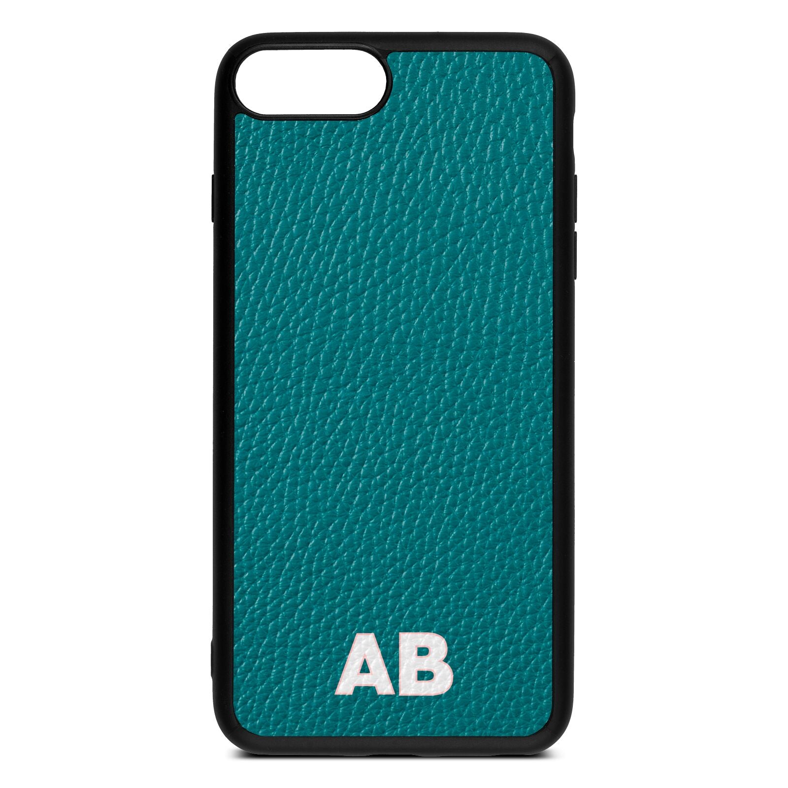 Sans Serif Initials Green Pebble Leather iPhone 8 Plus Case