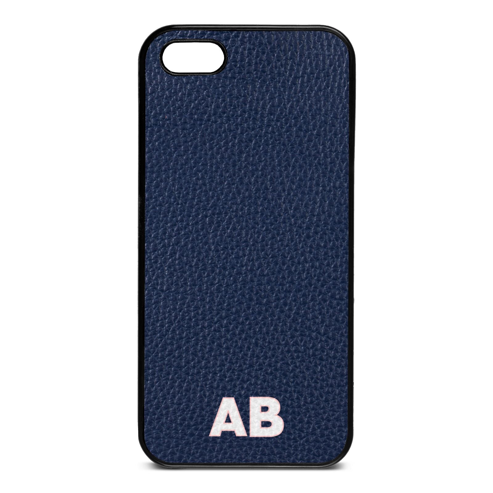 Sans Serif Initials Navy Blue Pebble Leather iPhone 5 Case