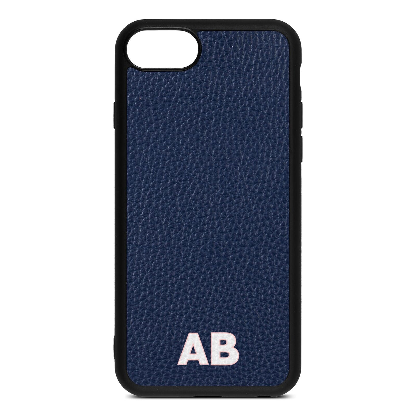 Sans Serif Initials Navy Blue Pebble Leather iPhone 8 Case