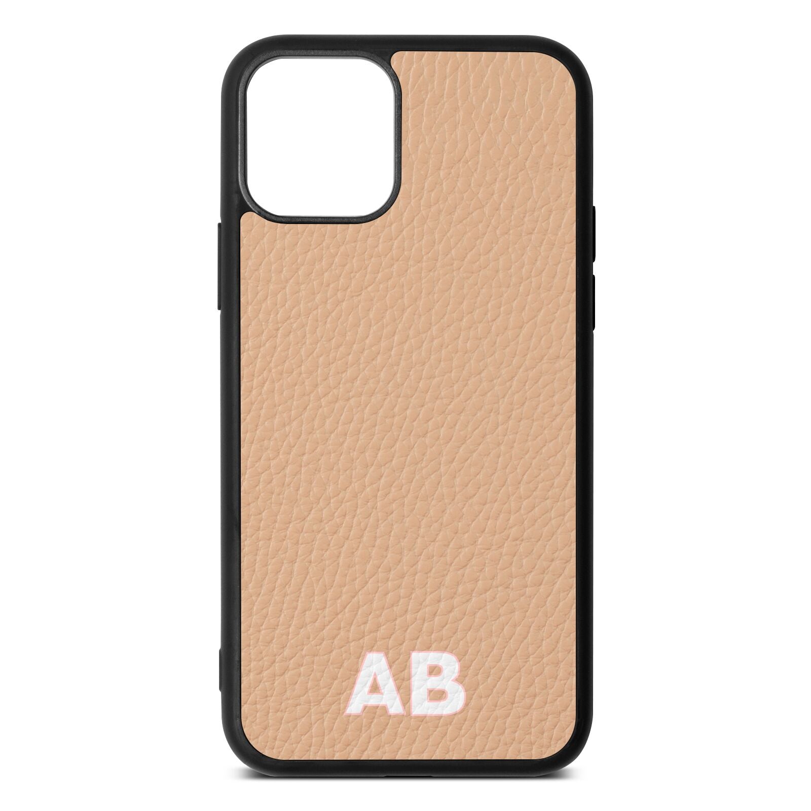 Sans Serif Initials Nude Pebble Leather iPhone 11 Case