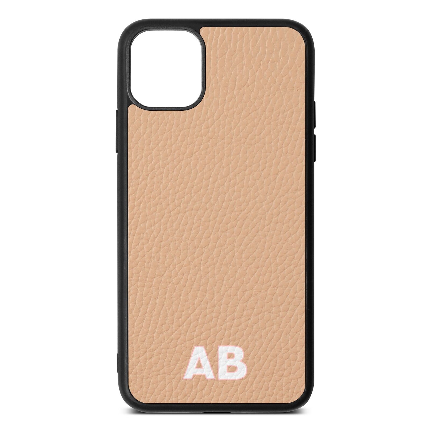 Sans Serif Initials Nude Pebble Leather iPhone 11 Pro Max Case