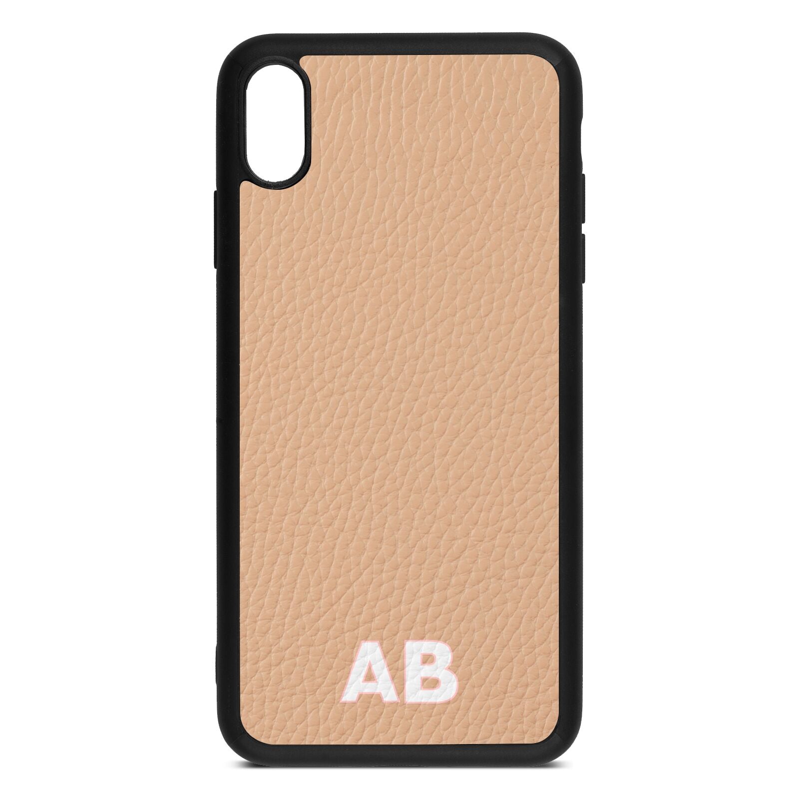 Sans Serif Initials Nude Pebble Leather iPhone Xs Max Case