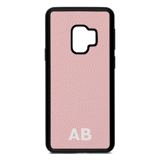 Sans Serif Initials Pink Pebble Leather Samsung S9 Case