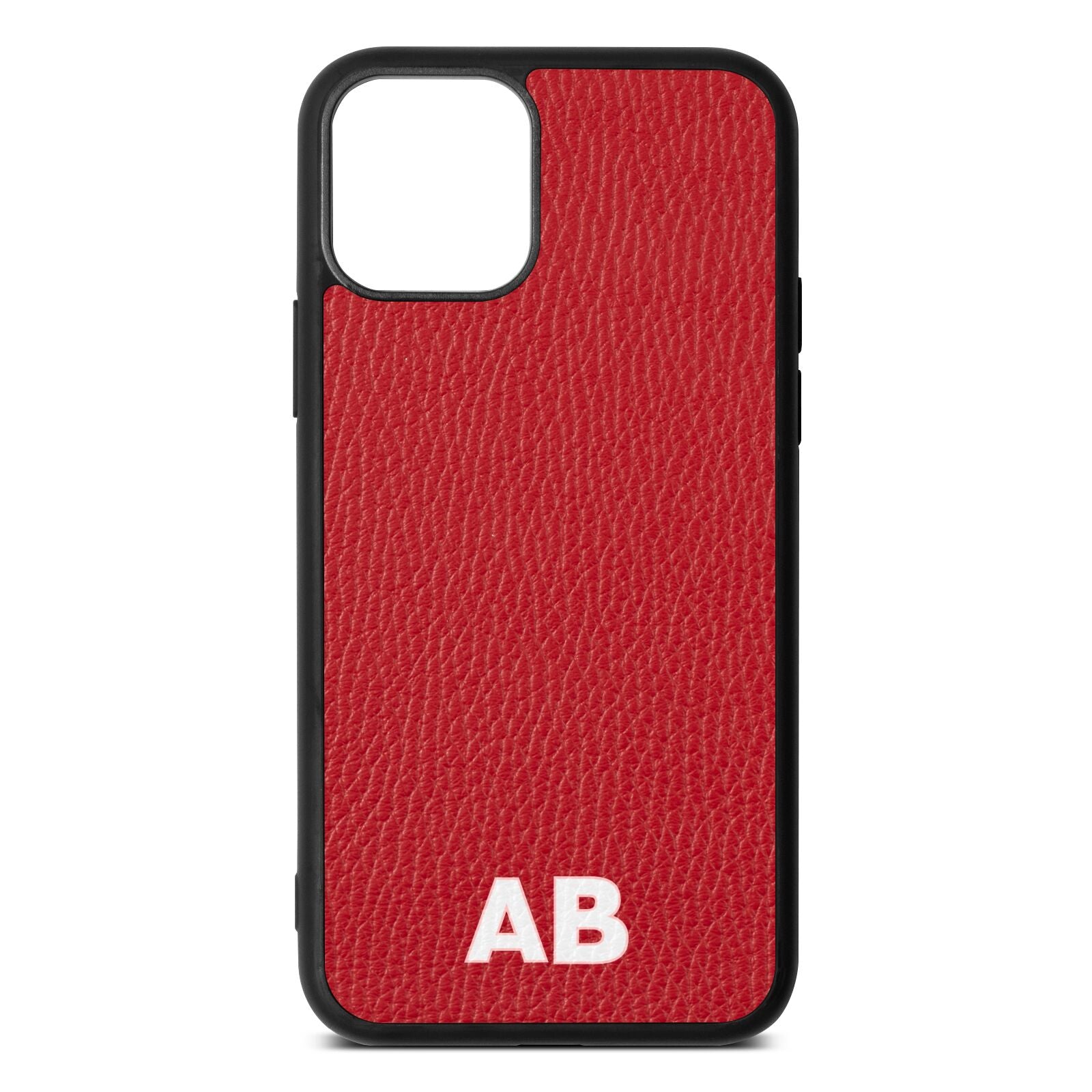 Sans Serif Initials Red Pebble Leather iPhone 11 Pro Case