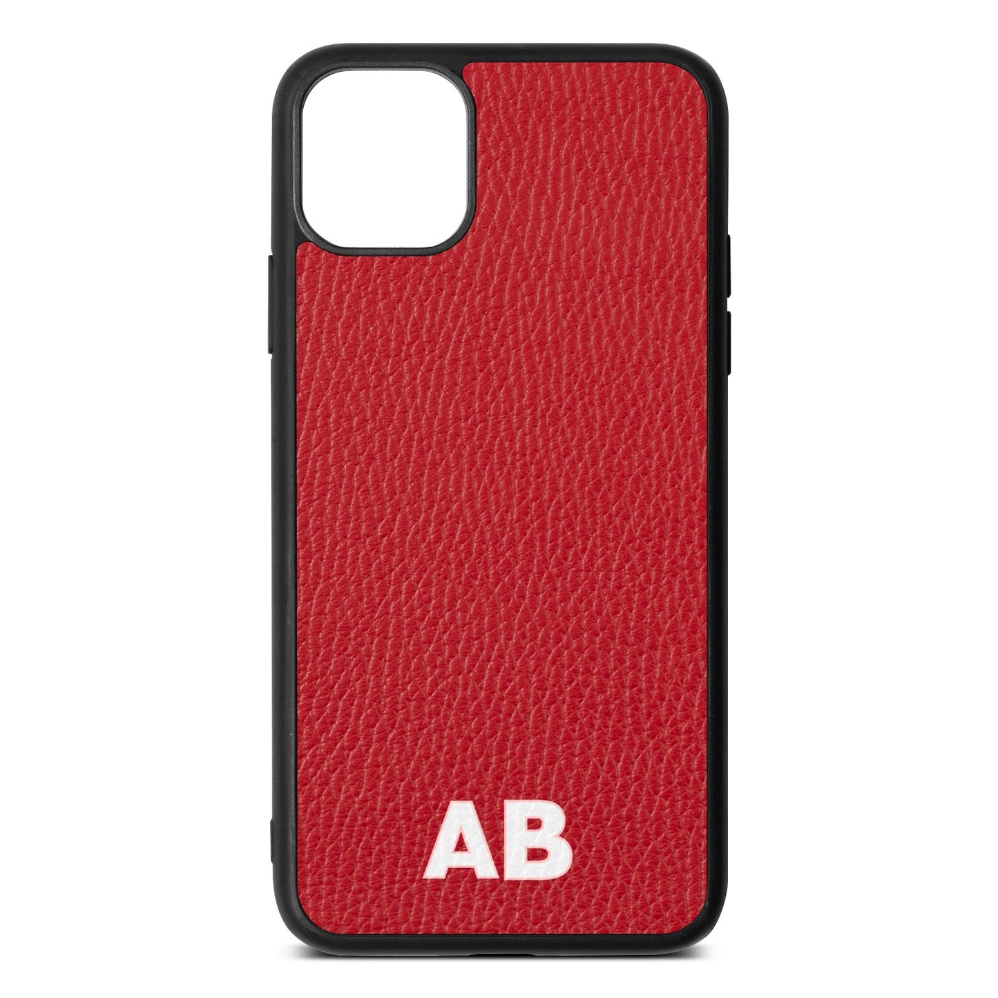 Sans Serif Initials Red Pebble Leather iPhone 11 Pro Max Case