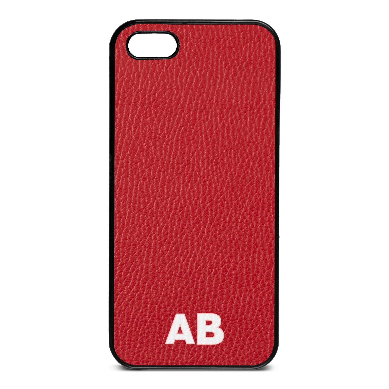 Sans Serif Initials Red Pebble Leather iPhone 5 Case