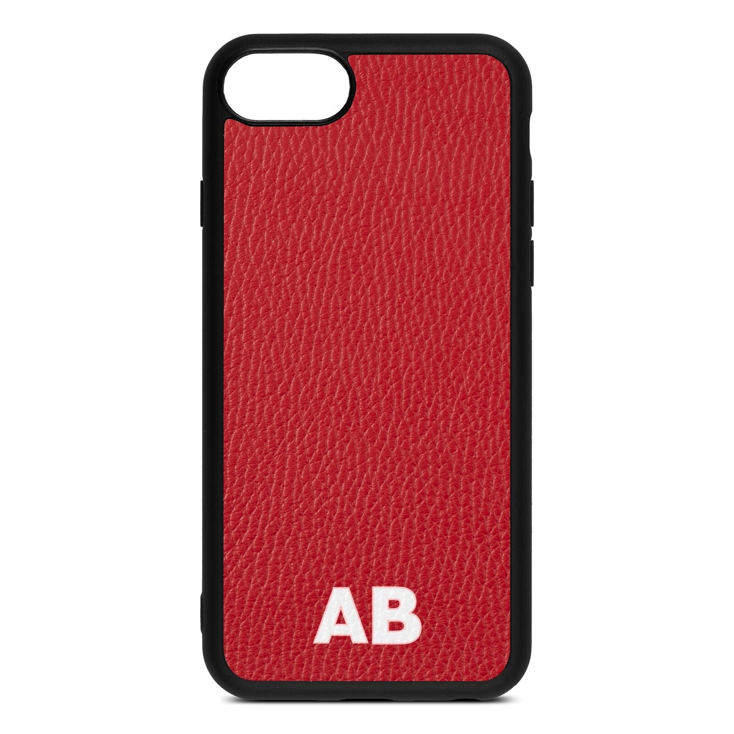 Sans Serif Initials Red Pebble Leather iPhone 8 Case