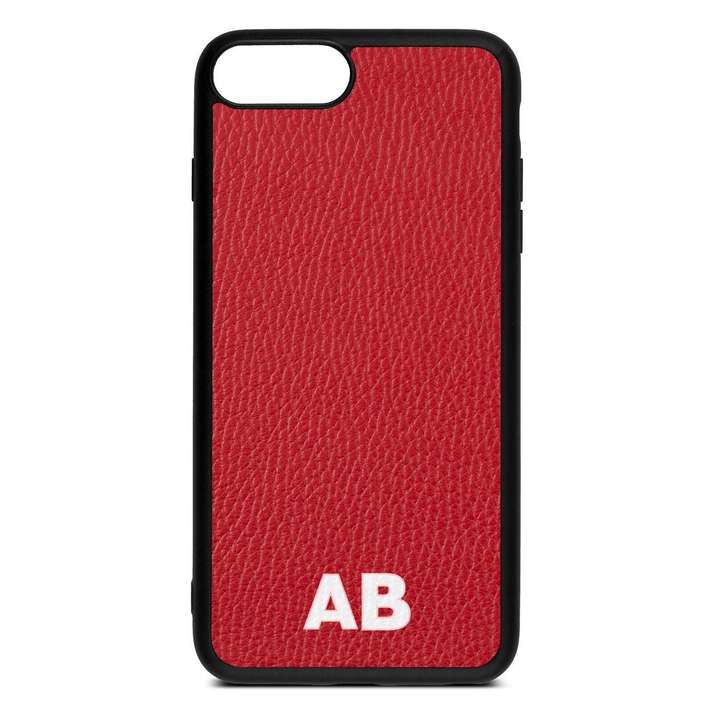 Sans Serif Initials Red Pebble Leather iPhone 8 Plus Case