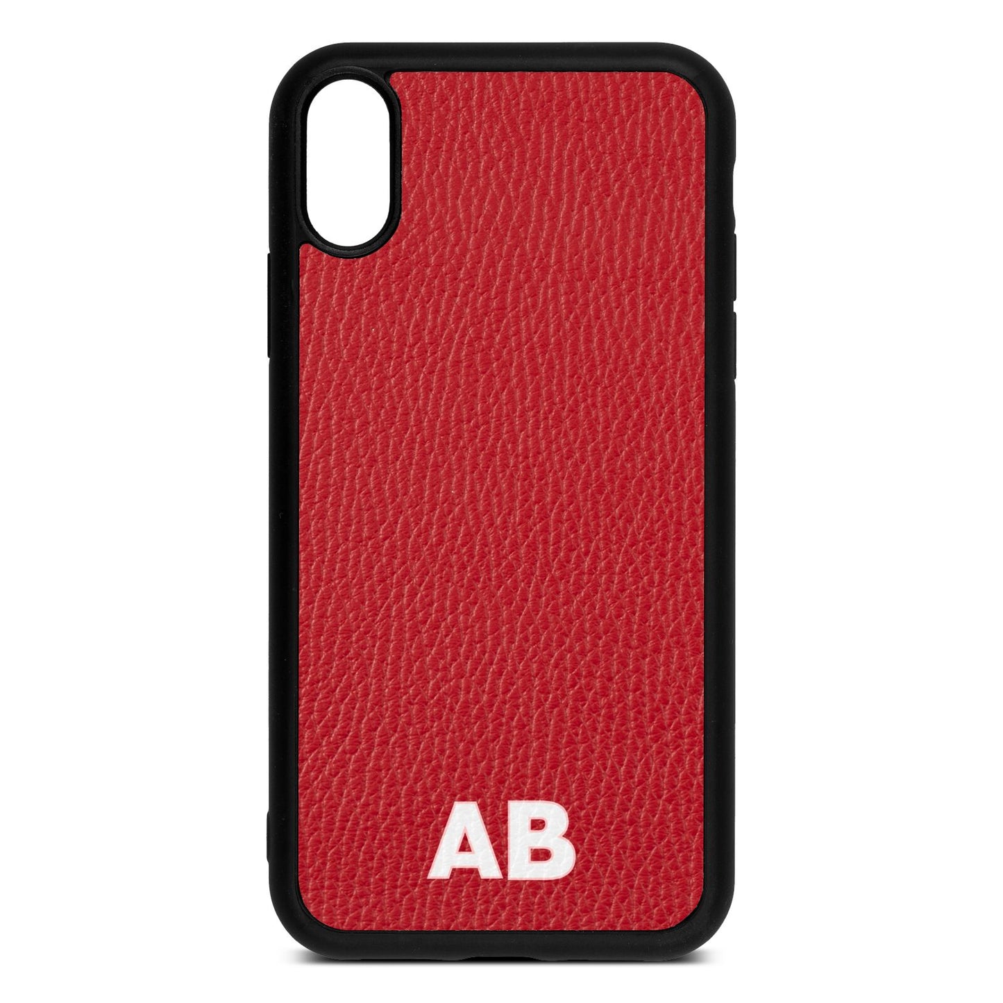 Sans Serif Initials Red Pebble Leather iPhone Xr Case