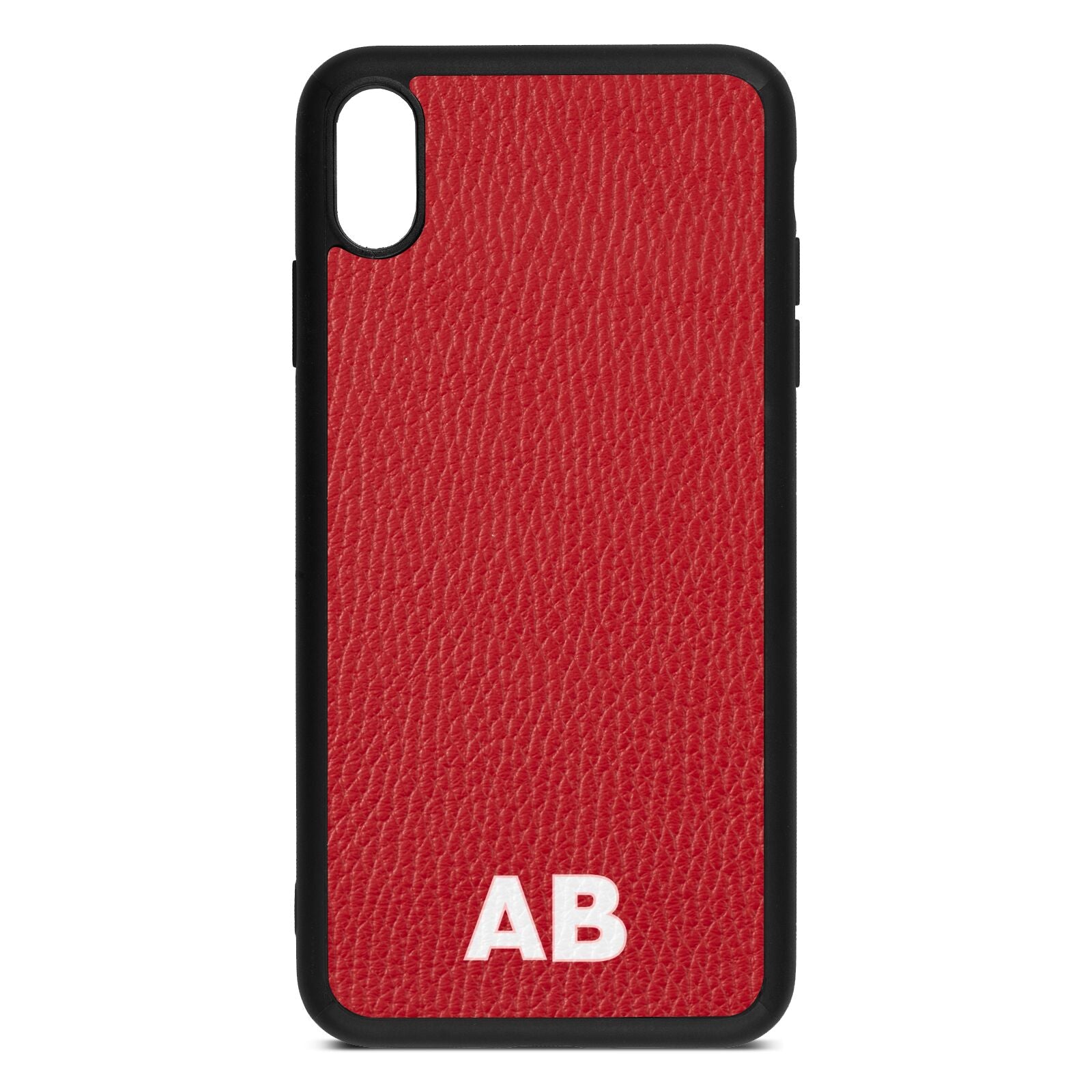 Sans Serif Initials Red Pebble Leather iPhone Xs Max Case