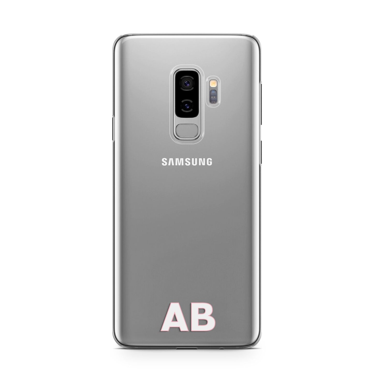 Sans Serif Initials Samsung Galaxy S9 Plus Case on Silver phone