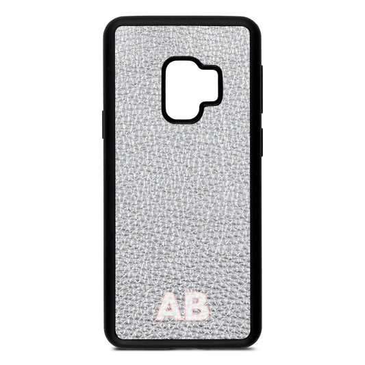 Sans Serif Initials Silver Pebble Leather Samsung S9 Case