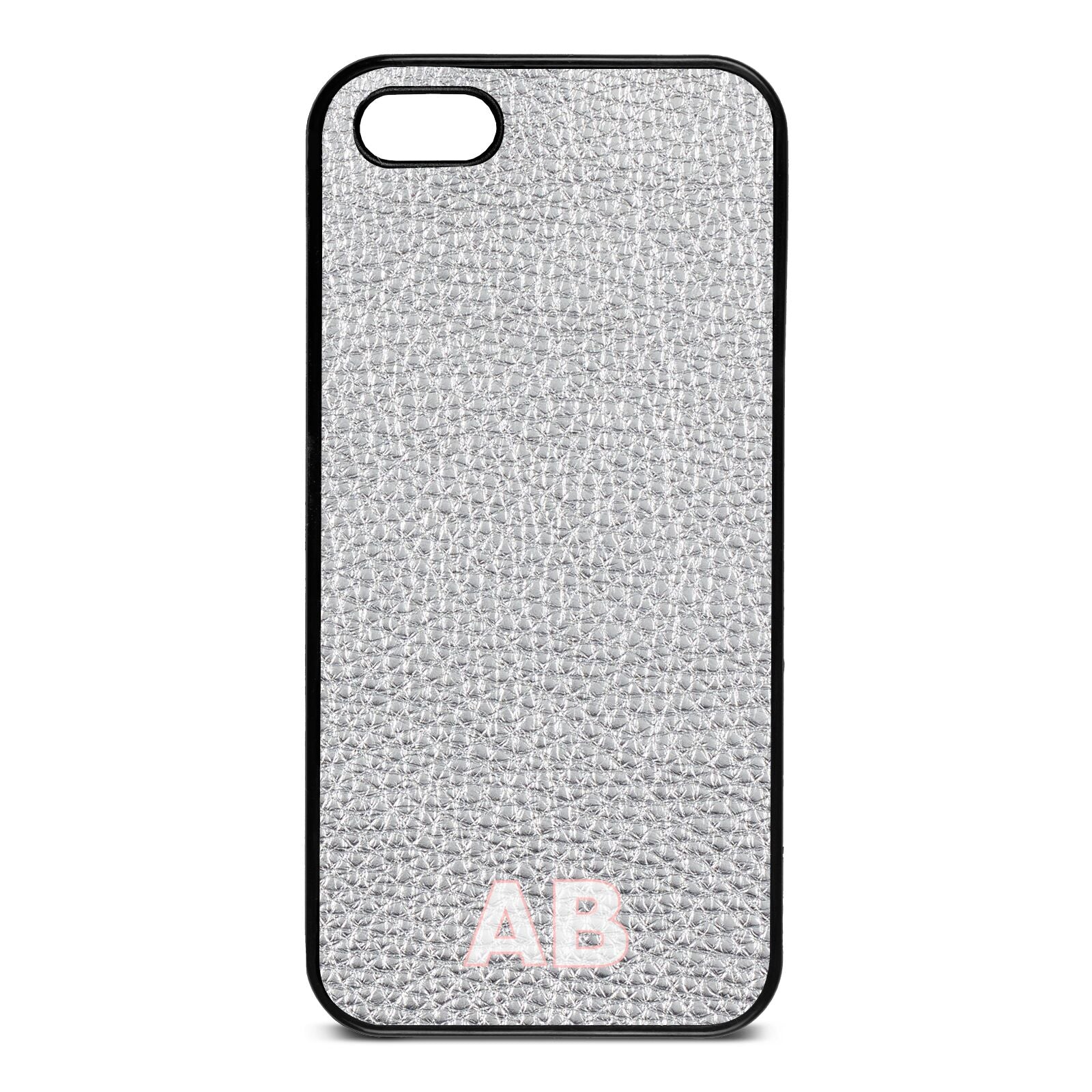 Sans Serif Initials Silver Pebble Leather iPhone 5 Case