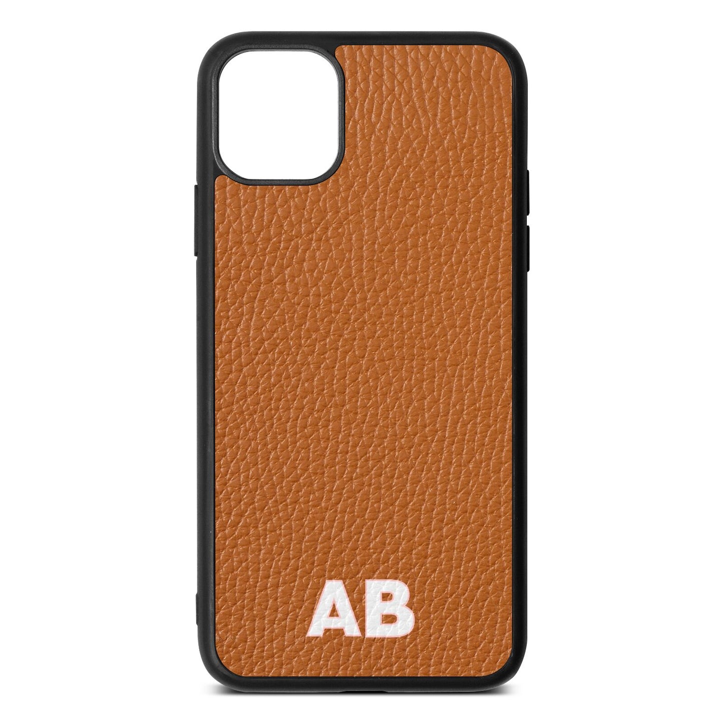 Sans Serif Initials Tan Pebble Leather iPhone 11 Pro Max Case