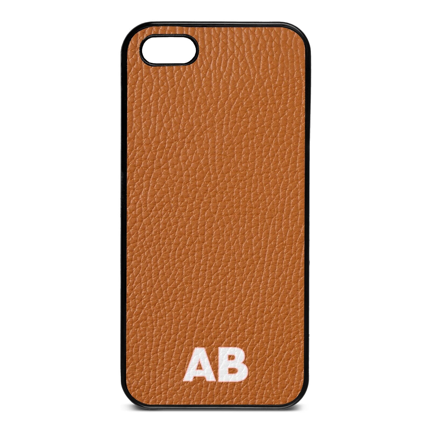 Sans Serif Initials Tan Pebble Leather iPhone 5 Case