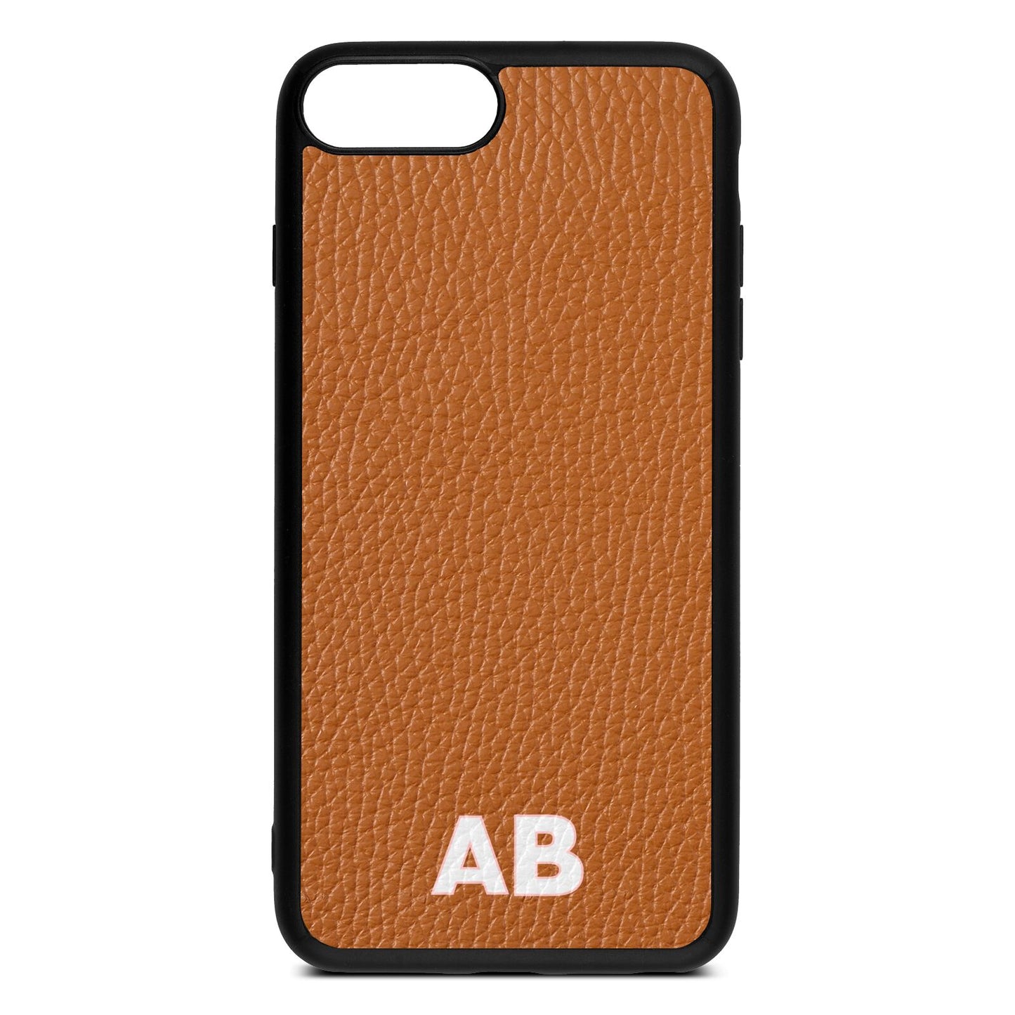 Sans Serif Initials Tan Pebble Leather iPhone 8 Plus Case