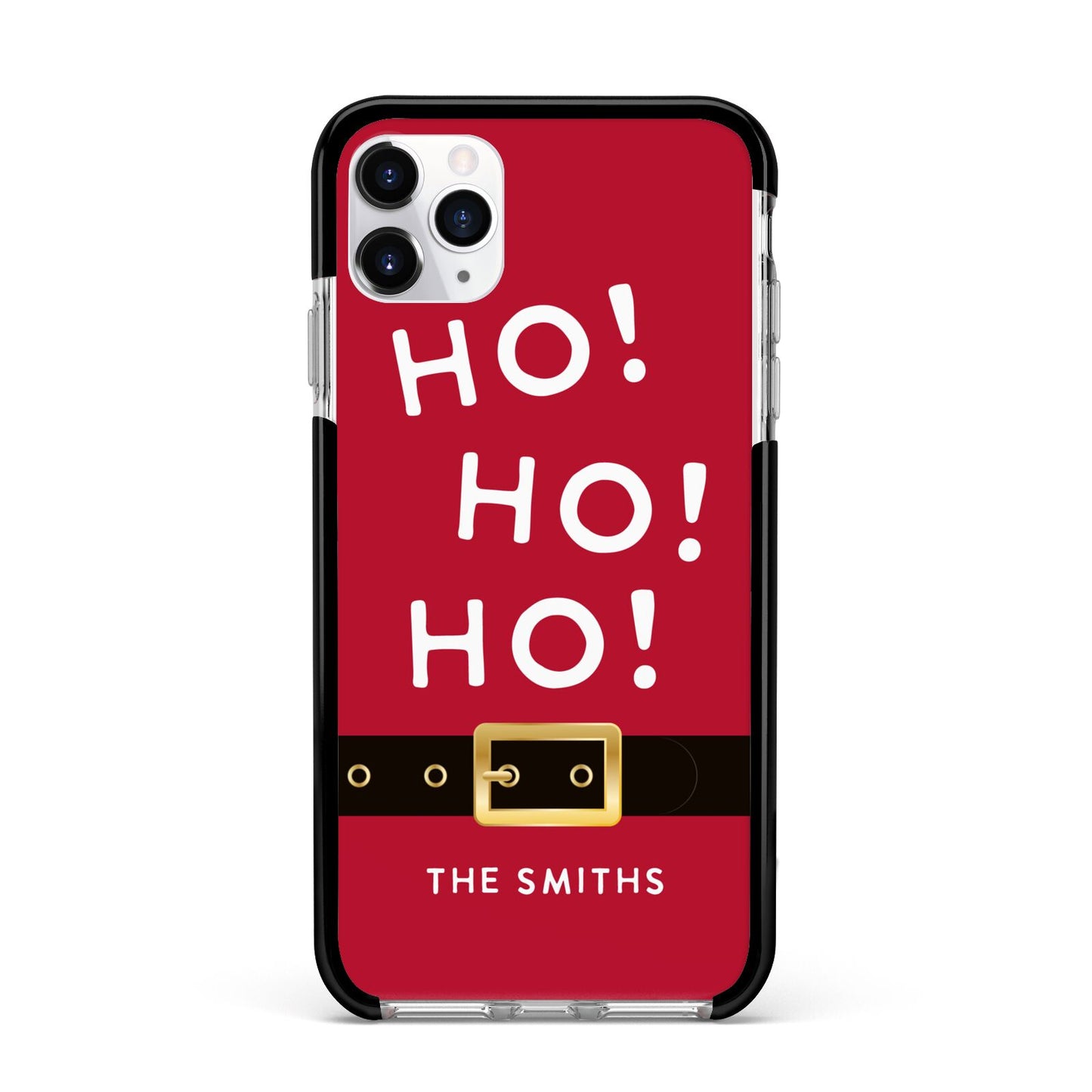 Santa Belt Personalised Apple iPhone 11 Pro Max in Silver with Black Impact Case