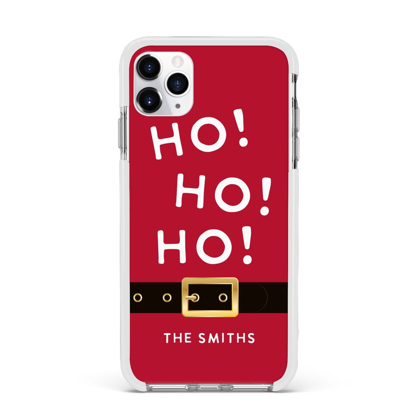 Santa Belt Personalised Apple iPhone 11 Pro Max in Silver with White Impact Case