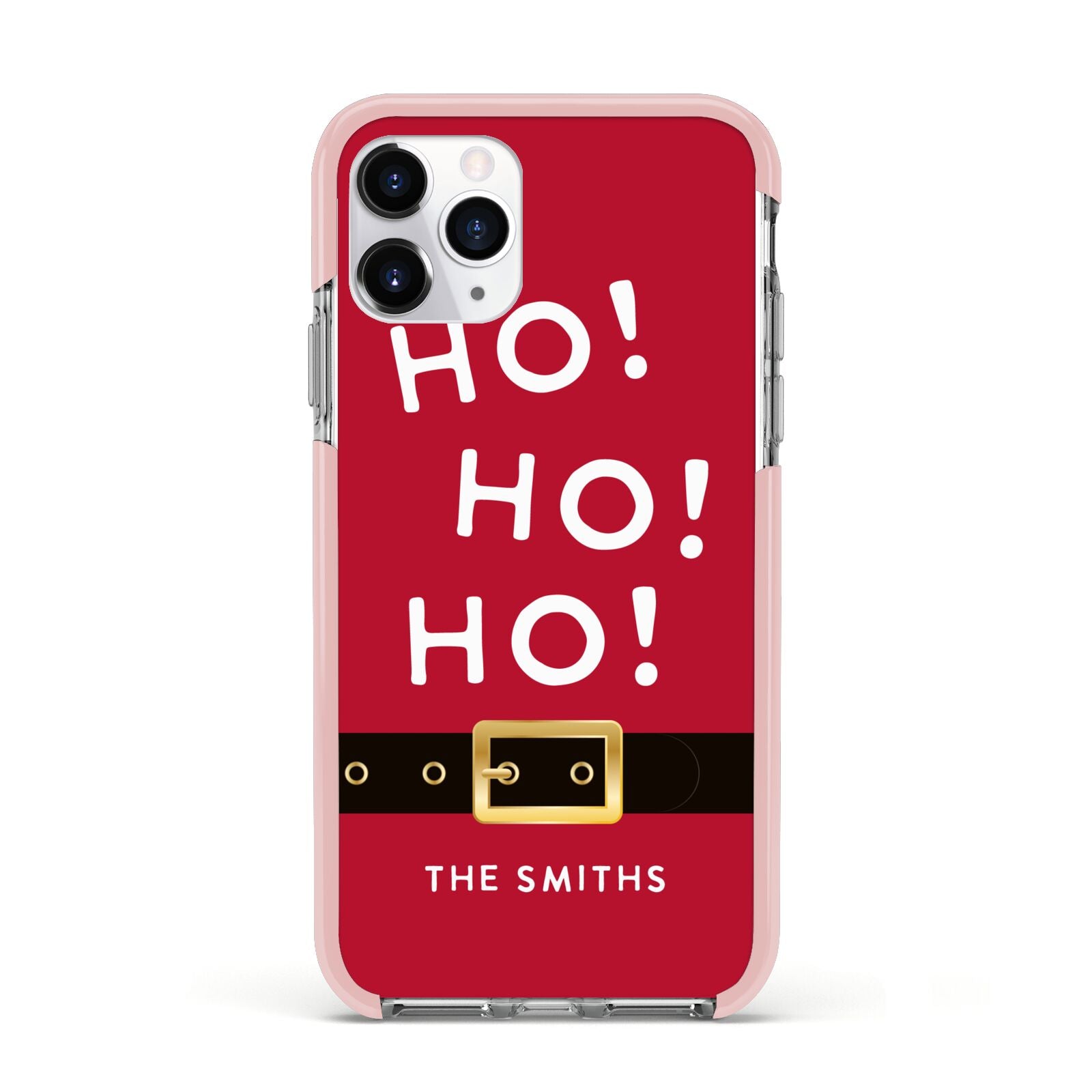 Santa Belt Personalised Apple iPhone 11 Pro in Silver with Pink Impact Case