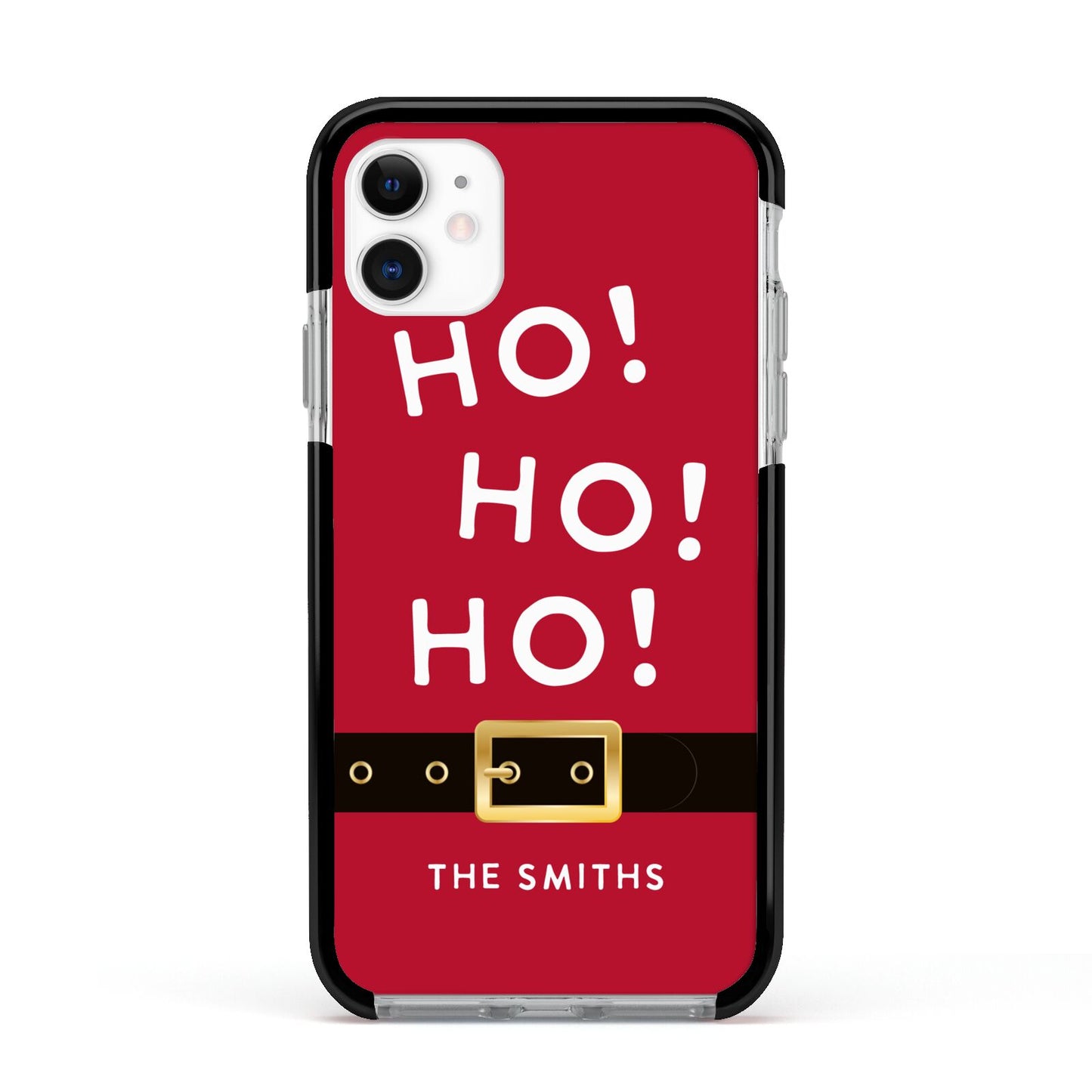 Santa Belt Personalised Apple iPhone 11 in White with Black Impact Case