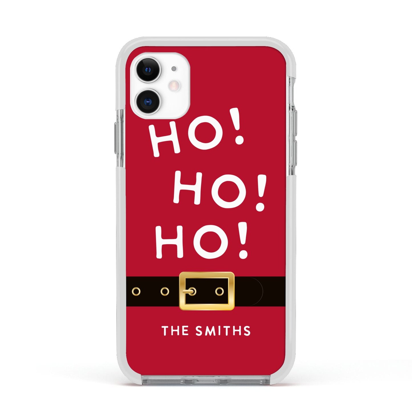 Santa Belt Personalised Apple iPhone 11 in White with White Impact Case