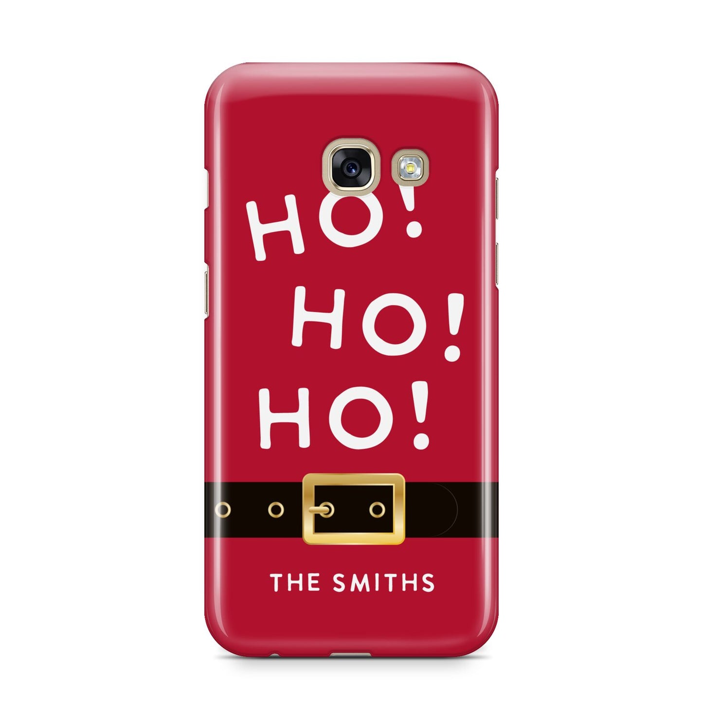 Santa Belt Personalised Samsung Galaxy A3 2017 Case on gold phone