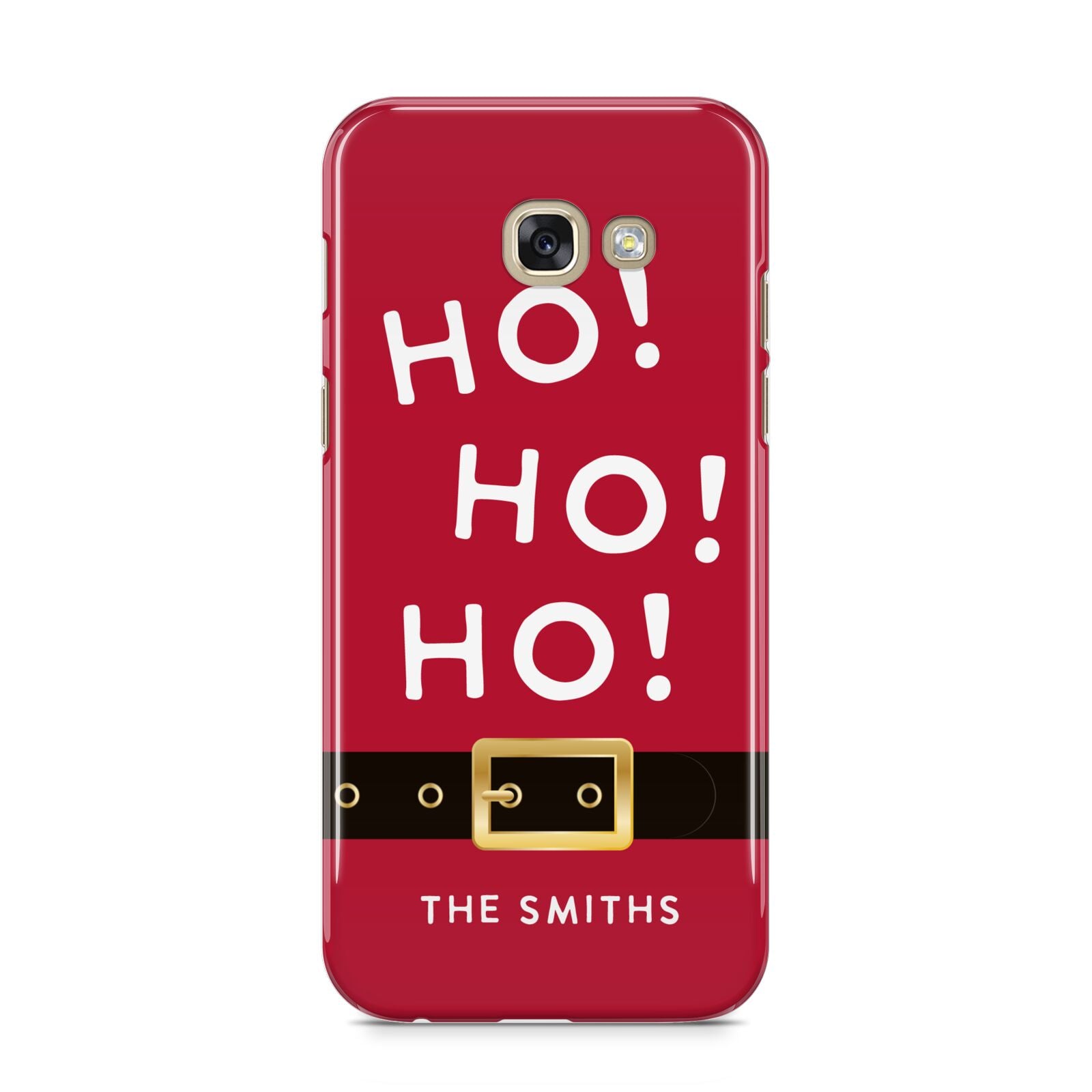 Santa Belt Personalised Samsung Galaxy A5 2017 Case on gold phone