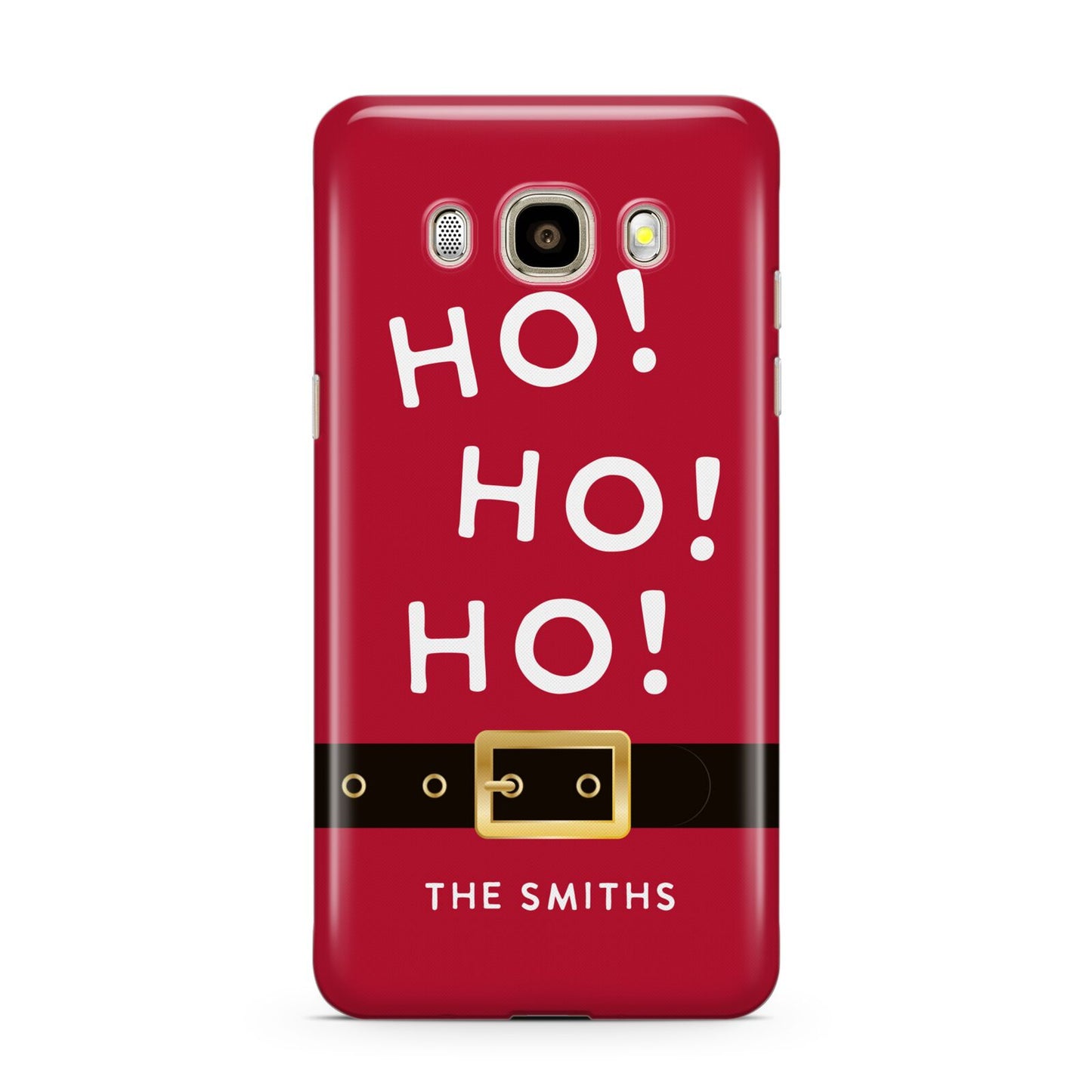 Santa Belt Personalised Samsung Galaxy J7 2016 Case on gold phone