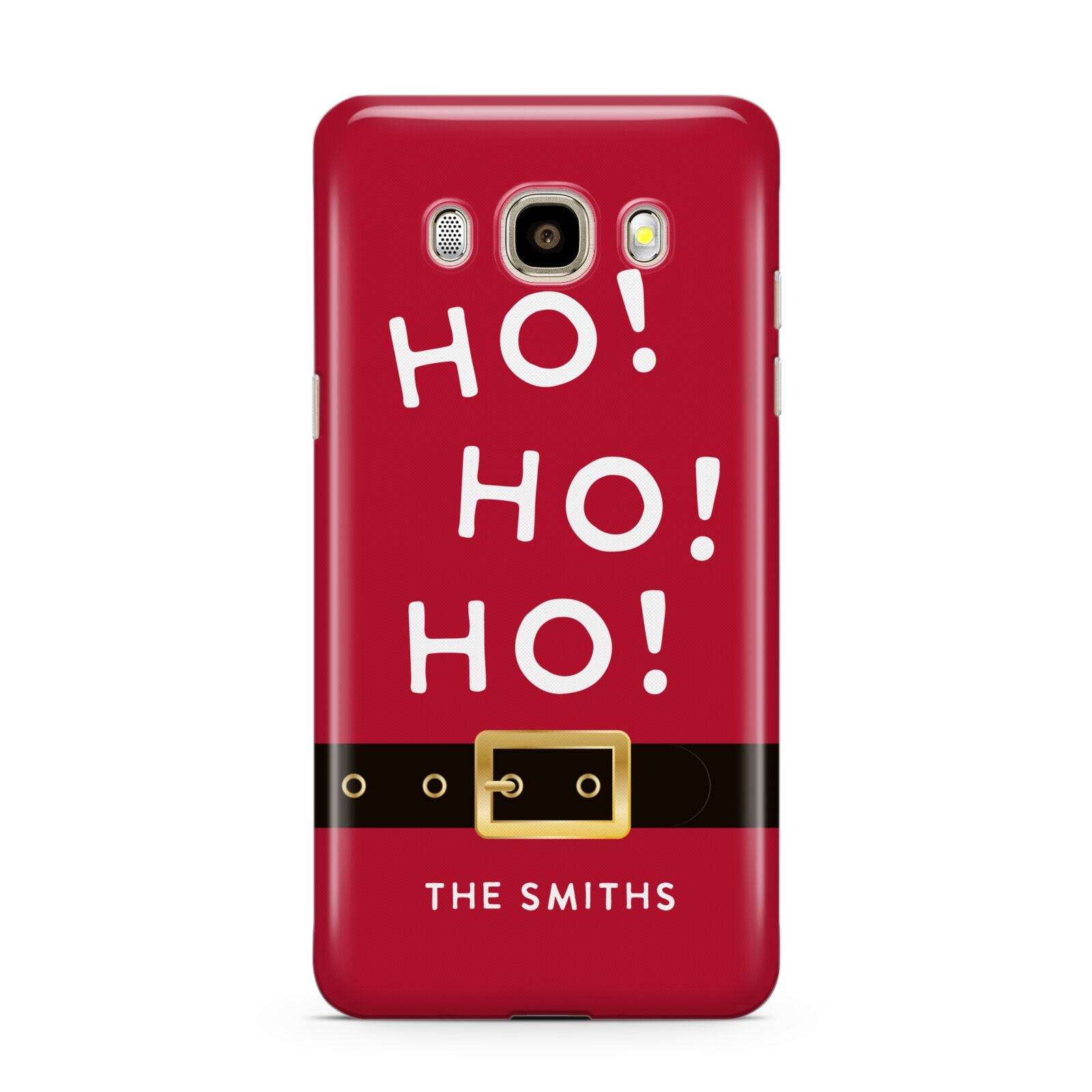 Santa Belt Personalised Samsung Galaxy J7 2016 Case on gold phone