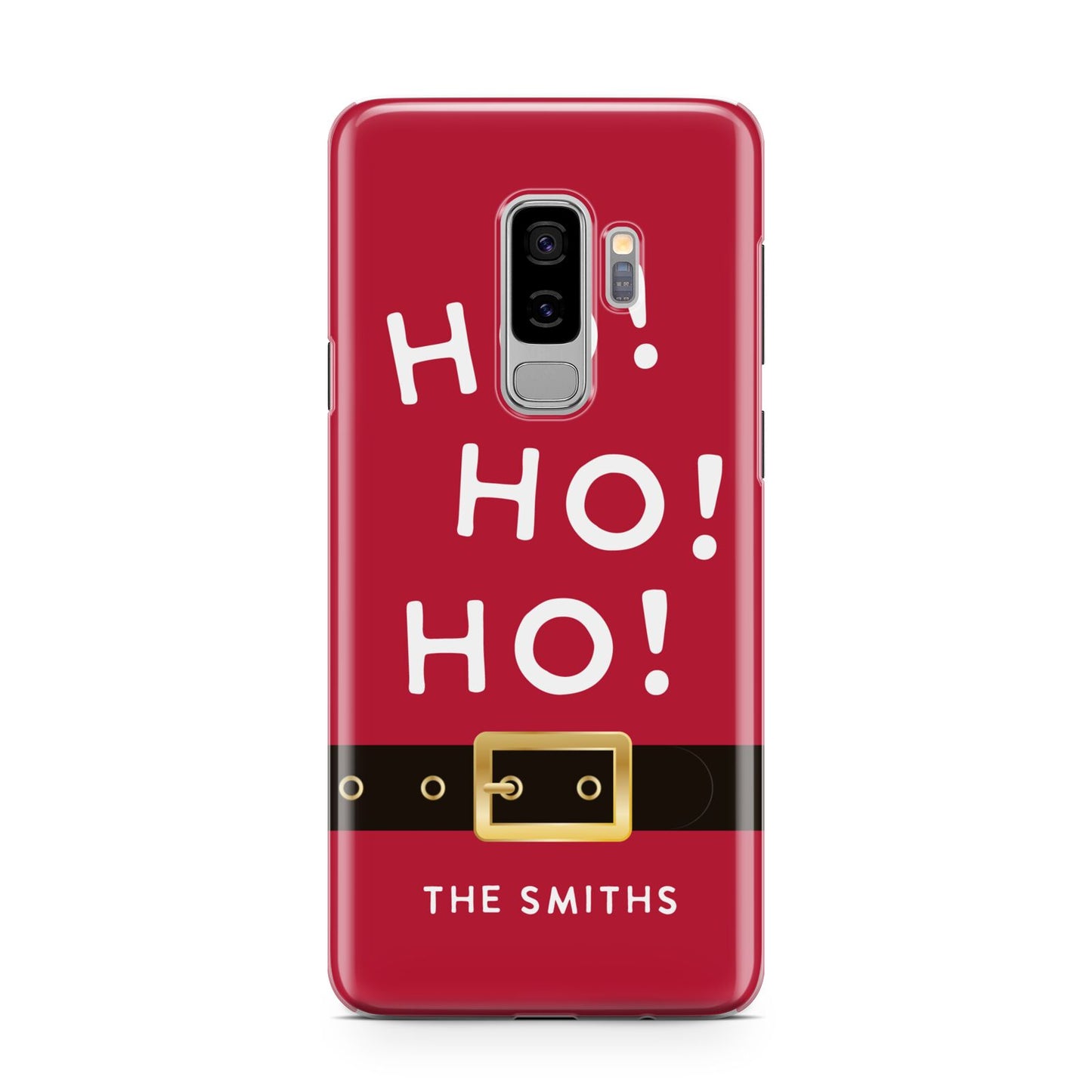 Santa Belt Personalised Samsung Galaxy S9 Plus Case on Silver phone