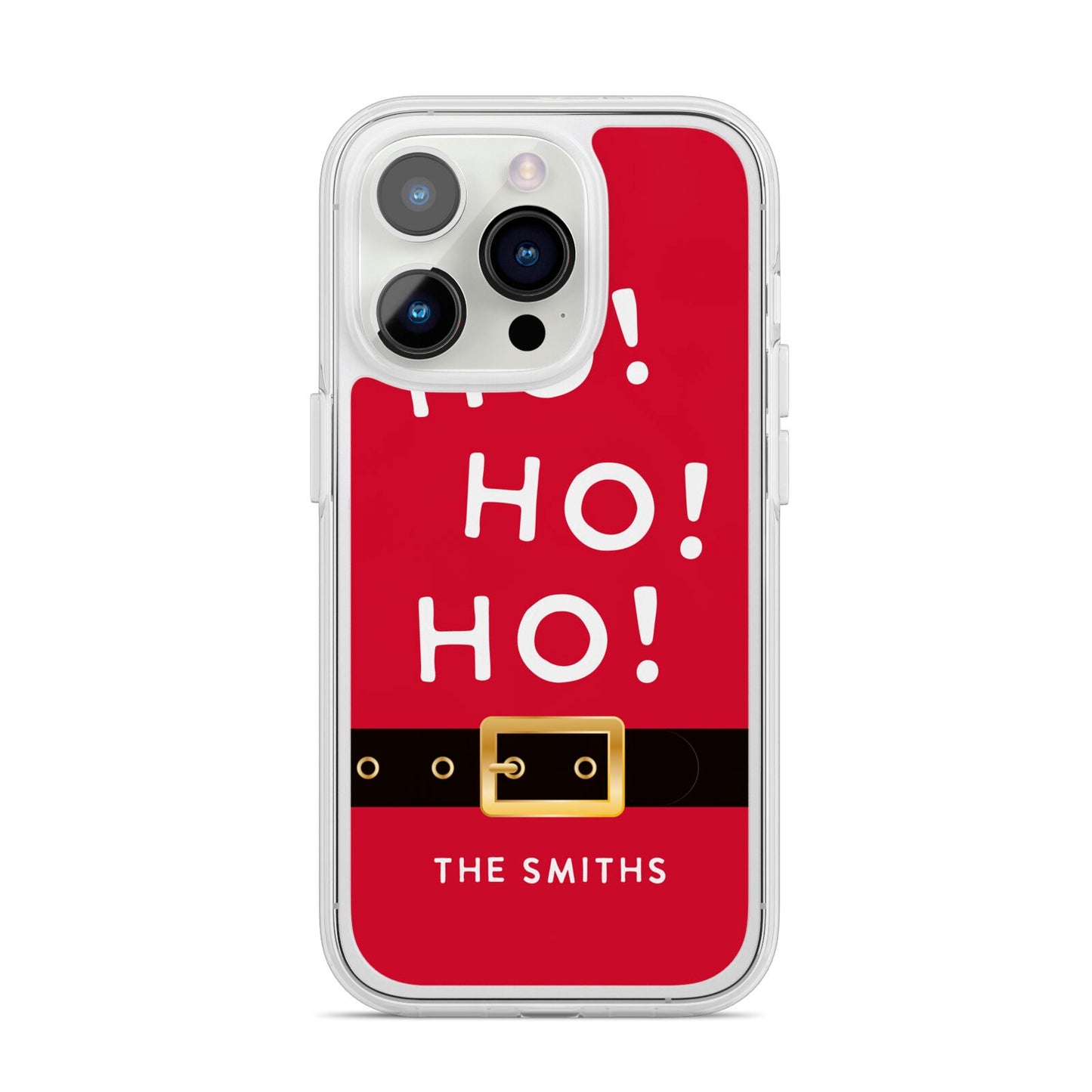 Santa Belt Personalised iPhone 14 Pro Clear Tough Case Silver