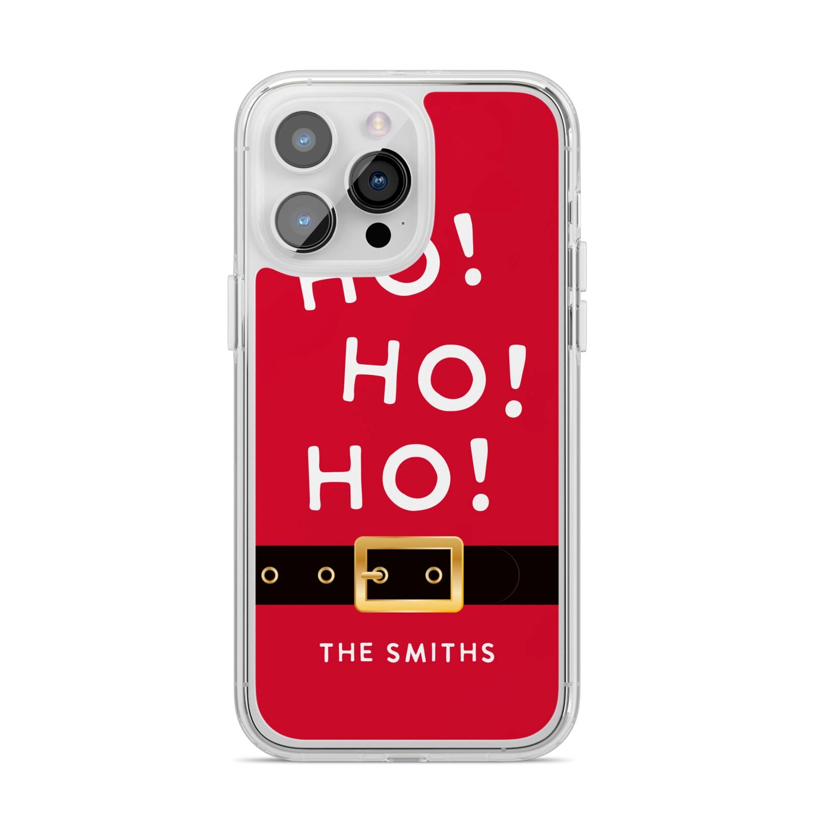 Santa Belt Personalised iPhone 14 Pro Max Clear Tough Case Silver